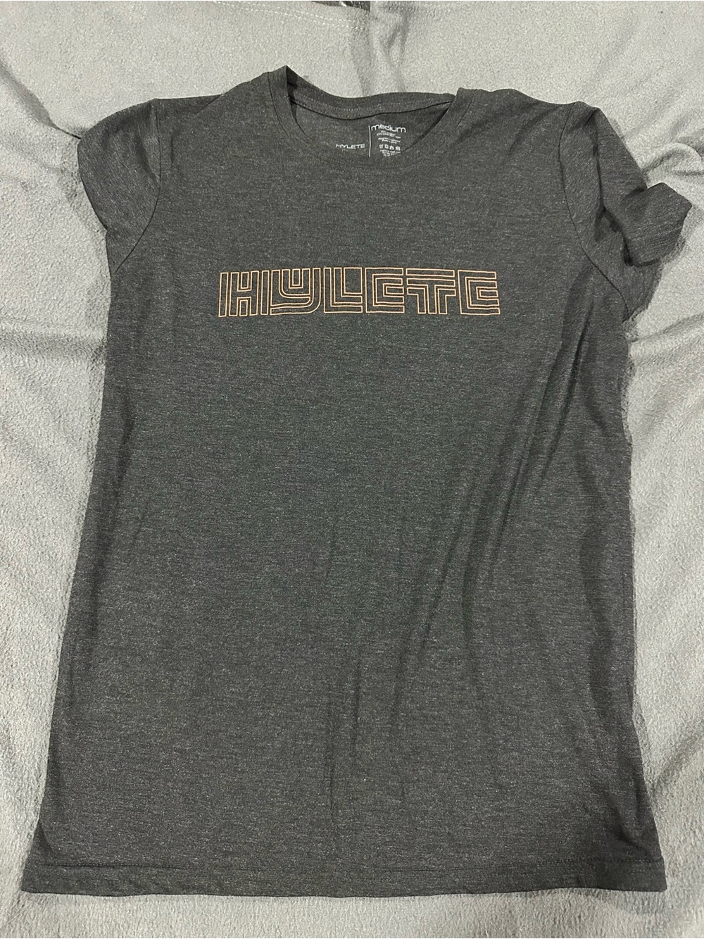Hylete Charcoal Short Sleeve Tee with Tan Logo